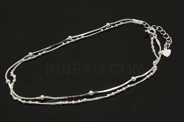 [W] A263-None Plated-(3pcs)-SN130 4DC Ball+130F 5:5 25cm Ankle Bracelet-Wholesale Silver Ankle Bracelet, [PRODUCT_SEARCH_KEYWORD], JEWELFINGER-INBEAD, [CURRENT_CATE_NAME]