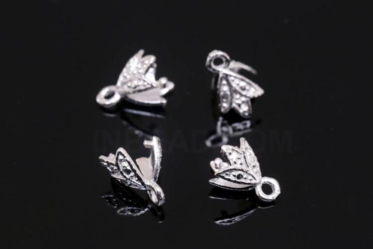 K311-Rhodium Plated-(1piece)-Leaf Silver Bail-Wholesale Silver Bails, [PRODUCT_SEARCH_KEYWORD], JEWELFINGER-INBEAD, [CURRENT_CATE_NAME]