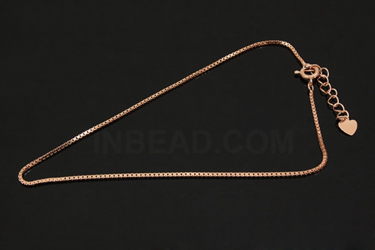 [W] A244-Pink Gold Plated-(5pcs)-1mm BOX 25cm Ankle Bracelet-Wholesale Silver Ankle Bracelet, [PRODUCT_SEARCH_KEYWORD], JEWELFINGER-INBEAD, [CURRENT_CATE_NAME]