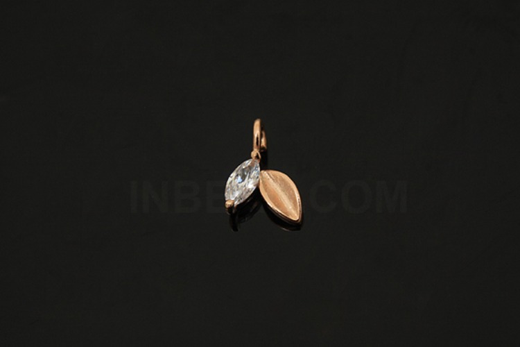 [W] V150-Pink Gold Plated-(10pcs)-CZ Leaf Charms-Wholesale Silver Charms, [PRODUCT_SEARCH_KEYWORD], JEWELFINGER-INBEAD, [CURRENT_CATE_NAME]