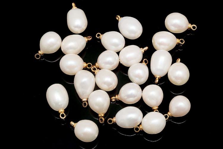 YM008-Gold Plated-(1piece)-Rice Nature Freshwater Pearl with Hanger-9~10mm DIY High Luster PEARL Pendant-Wholesale Initials, [PRODUCT_SEARCH_KEYWORD], JEWELFINGER-INBEAD, [CURRENT_CATE_NAME]