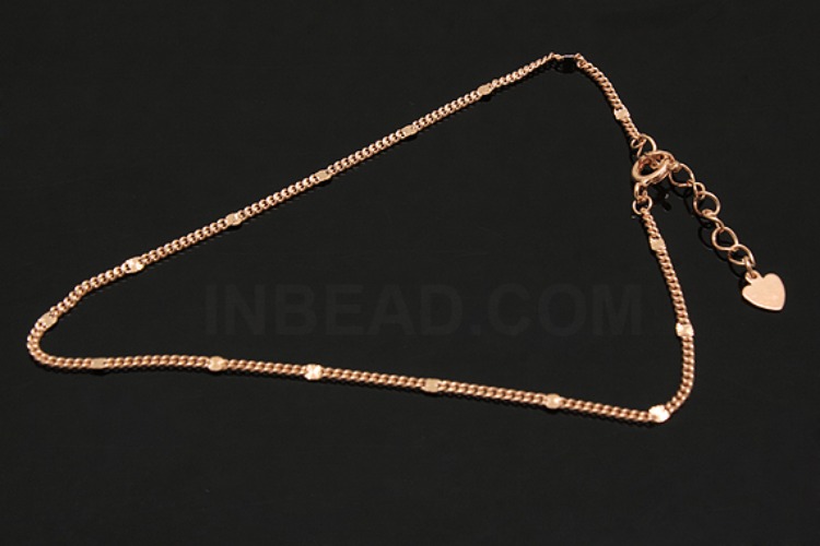 [W] A260-Pink Gold Plated-(5pcs)-140FP 25cm Ankle Bracelet-Wholesale Silver Ankle Bracelet, [PRODUCT_SEARCH_KEYWORD], JEWELFINGER-INBEAD, [CURRENT_CATE_NAME]