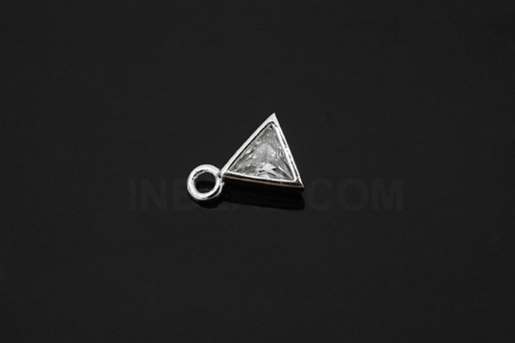 [W] V046-Rhodium Plated-(10pcs)-CZ Triangle Pendants-Wholesale Silver Pendants, [PRODUCT_SEARCH_KEYWORD], JEWELFINGER-INBEAD, [CURRENT_CATE_NAME]
