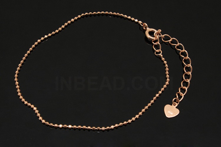 [W] A293-Pink Gold Plated-(5pcs)-1.2mm Cutting Ball  20cm Bracelet-Wholesale Silver Bracelet, [PRODUCT_SEARCH_KEYWORD], JEWELFINGER-INBEAD, [CURRENT_CATE_NAME]