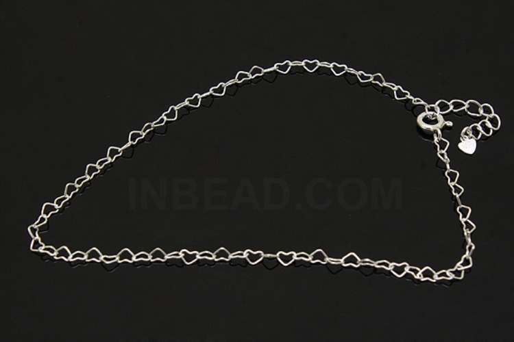 [W] A271-None Plated-(5pcs)-4.0 Heart 25cm Ankle Bracelet-Wholesale Silver Ankle Bracelet, [PRODUCT_SEARCH_KEYWORD], JEWELFINGER-INBEAD, [CURRENT_CATE_NAME]