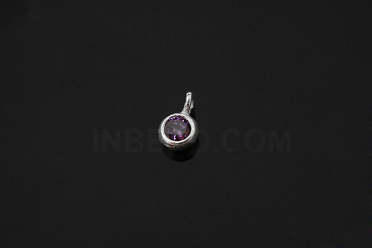 [W] V089-Rhodium Plated-(20pcs)-CZ Amethyst Charms-Wholesale Silver Charms, [PRODUCT_SEARCH_KEYWORD], JEWELFINGER-INBEAD, [CURRENT_CATE_NAME]