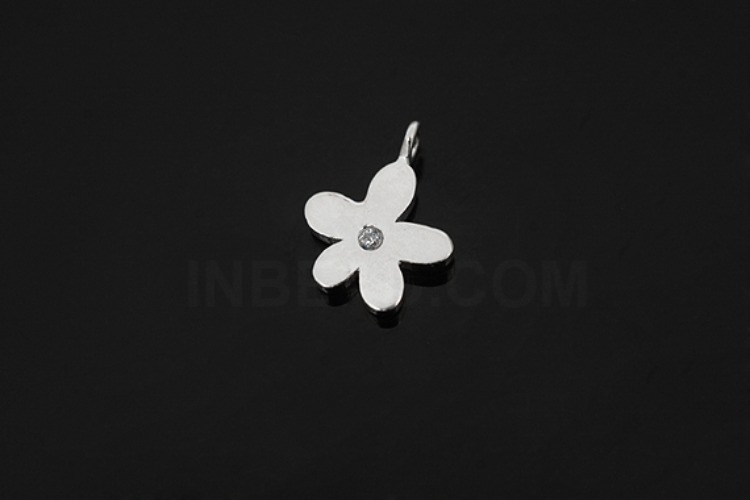 [W] V165-Rhodium Plated-(10pcs)-CZ Flower Charms-Wholesale Silver Charms, [PRODUCT_SEARCH_KEYWORD], JEWELFINGER-INBEAD, [CURRENT_CATE_NAME]