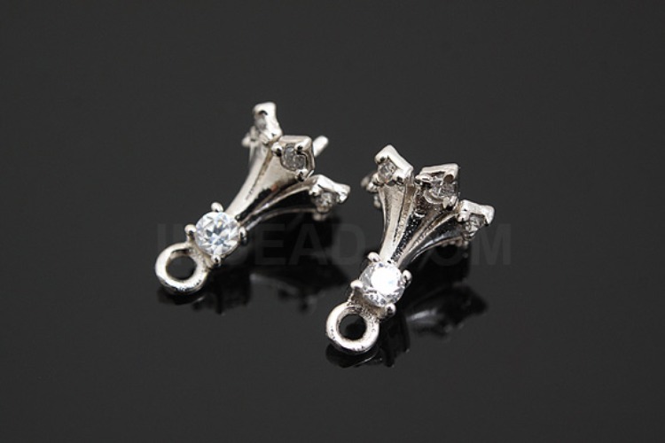 [W] K565-Rhodium Plated-(10pcs)-CZ Petal Silver Beads Cap-Wholesale Silver Beads Caps, [PRODUCT_SEARCH_KEYWORD], JEWELFINGER-INBEAD, [CURRENT_CATE_NAME]