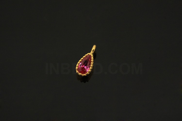[W] V112-Gold Plated-(10pcs)-CZ Ruby Drop Charms-Wholesale Silver Charms, [PRODUCT_SEARCH_KEYWORD], JEWELFINGER-INBEAD, [CURRENT_CATE_NAME]