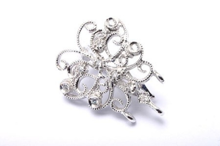 [W] K679-Rhodium Plated-(4pcs)-16*20mm CZ Butterfly Silver Bail-Wholesale Silver Bails, [PRODUCT_SEARCH_KEYWORD], JEWELFINGER-INBEAD, [CURRENT_CATE_NAME]