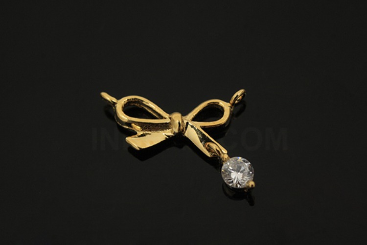 [W] V156-Gold Plated-(5pcs)-CZ Ribbon Charms-Wholesale Silver Charms, [PRODUCT_SEARCH_KEYWORD], JEWELFINGER-INBEAD, [CURRENT_CATE_NAME]