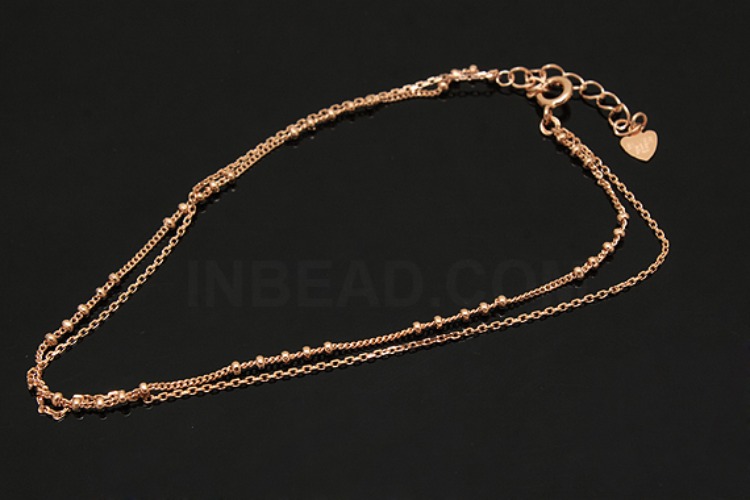 [W] A275-Pink Gold Plated-(3pcs)-130F 5:5+230 4DC 25cm Ankle Bracelett-Wholesale Silver Ankle Bracelet, [PRODUCT_SEARCH_KEYWORD], JEWELFINGER-INBEAD, [CURRENT_CATE_NAME]