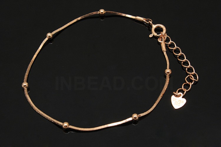 [W] A281-Pink Gold Plated-(5pcs)-SN130 4DC+Ball 20cm Bracelet-Wholesale Silver Bracelet, [PRODUCT_SEARCH_KEYWORD], JEWELFINGER-INBEAD, [CURRENT_CATE_NAME]