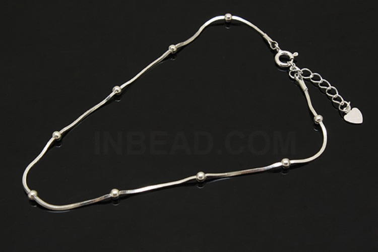 [W] A267-None Plated-(5pcs)-SN130 4DC+Ball 25cm Ankle Bracelet-Wholesale Silver Ankle Bracelet, [PRODUCT_SEARCH_KEYWORD], JEWELFINGER-INBEAD, [CURRENT_CATE_NAME]