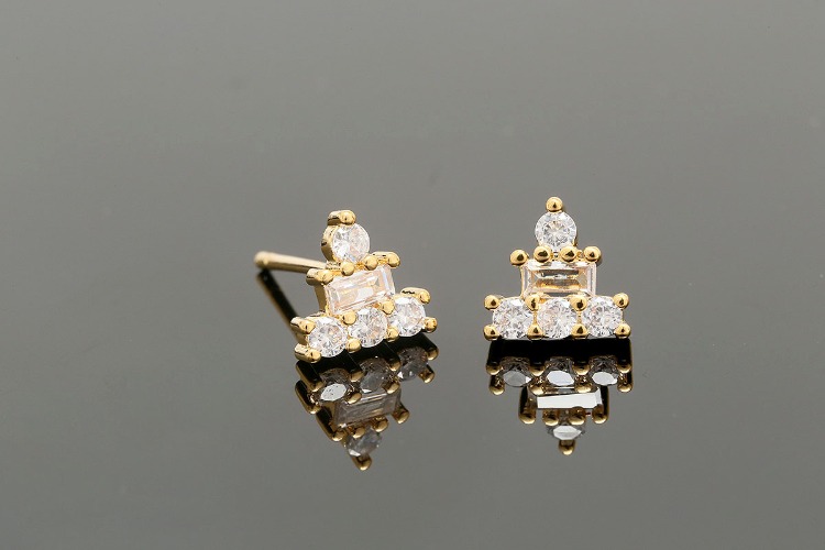 CH6129-Gold Plated-(1pairs)-8mm Tiny CZ Earrings-Cubic Post Earrings-Nickel Free, [PRODUCT_SEARCH_KEYWORD], JEWELFINGER-INBEAD, [CURRENT_CATE_NAME]