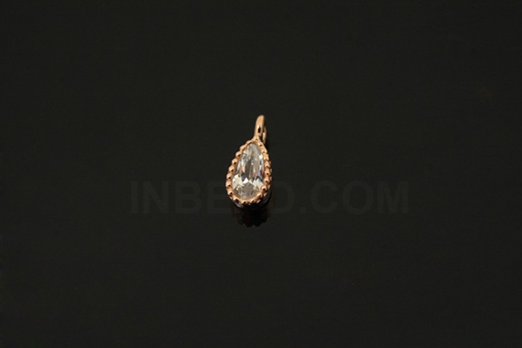 [W] V110-Pink Gold Plated-(10pcs)-CZ Crystal Drop Charms-Wholesale Silver Charms, [PRODUCT_SEARCH_KEYWORD], JEWELFINGER-INBEAD, [CURRENT_CATE_NAME]