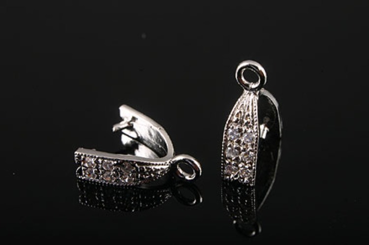 [W] K392-Rhodium Plated-(10pcs)-CZ Silver Bail-Wholesale Silver Beads Bails, [PRODUCT_SEARCH_KEYWORD], JEWELFINGER-INBEAD, [CURRENT_CATE_NAME]