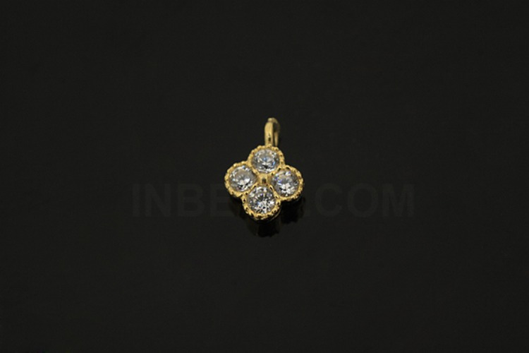 [W] V160-Gold Plated-(10pcs)-CZ Clover Charms-Wholesale Silver Charms, [PRODUCT_SEARCH_KEYWORD], JEWELFINGER-INBEAD, [CURRENT_CATE_NAME]