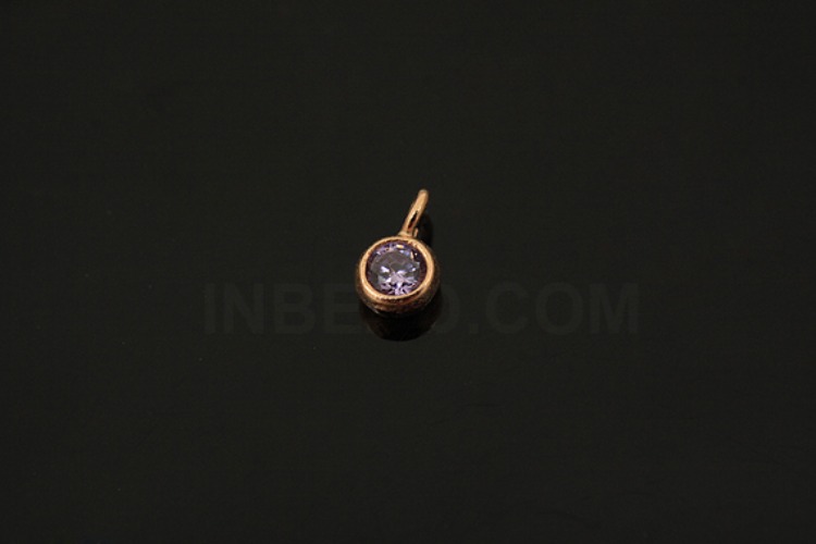 [W] V090-Pink Gold Plated-(20pcs)-CZ Amethyst Charms-Wholesale Silver Charms, [PRODUCT_SEARCH_KEYWORD], JEWELFINGER-INBEAD, [CURRENT_CATE_NAME]