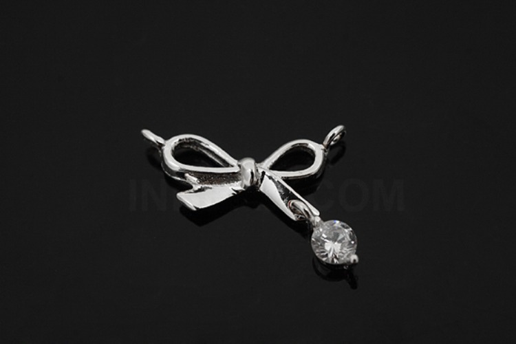 [W] V157-Rhodium Plated-(5pcs)-CZ Ribbon Charms-Wholesale Silver Charms, [PRODUCT_SEARCH_KEYWORD], JEWELFINGER-INBEAD, [CURRENT_CATE_NAME]