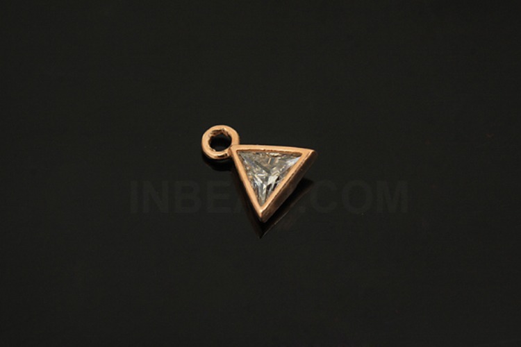 [W] V047-Pink Gold Plated-(10pcs)-CZ Triangle Pendants-Wholesale Silver Pendants, [PRODUCT_SEARCH_KEYWORD], JEWELFINGER-INBEAD, [CURRENT_CATE_NAME]