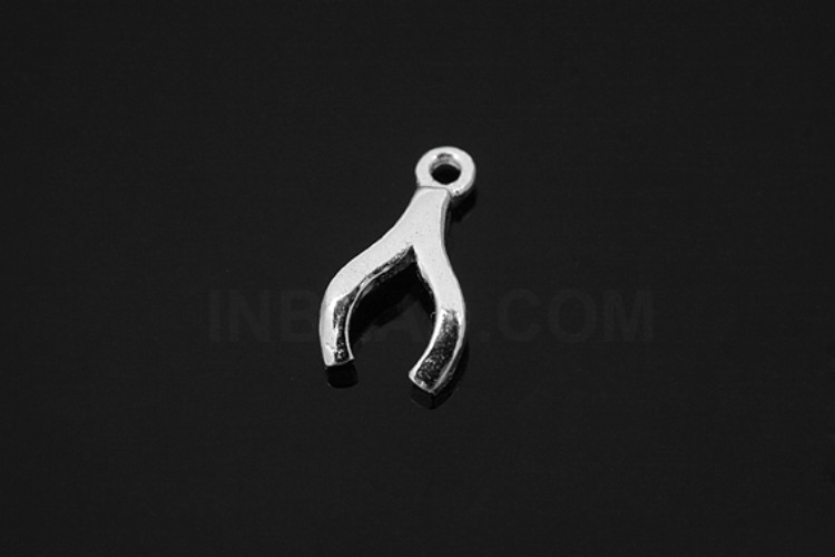 [W] V034-Rhodium Plated-(10pcs)-Wishbone Pendants-Wholesale Silver Pendants, [PRODUCT_SEARCH_KEYWORD], JEWELFINGER-INBEAD, [CURRENT_CATE_NAME]