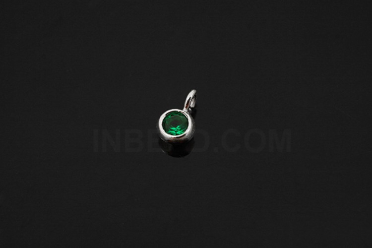 [W] V097-Rhodium Plated-(20pcs)-CZ Emerald Charms-Wholesale Silver Charms, [PRODUCT_SEARCH_KEYWORD], JEWELFINGER-INBEAD, [CURRENT_CATE_NAME]