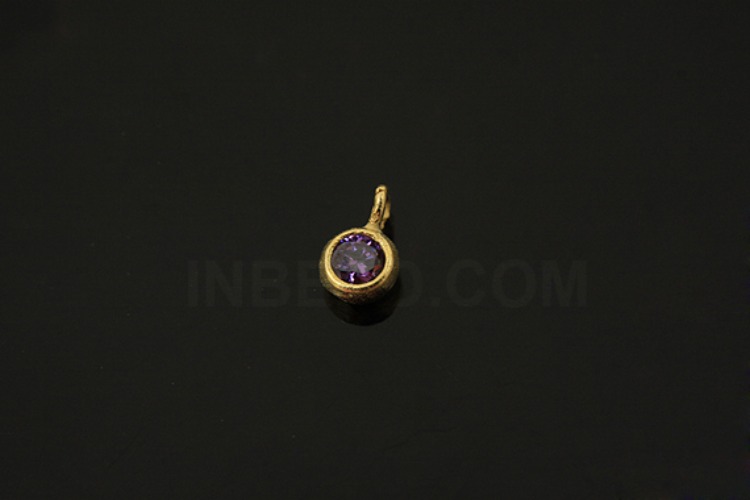[W] V088-Gold Plated-(20pcs)-CZ Amethyst Charms-Wholesale Silver Charms, [PRODUCT_SEARCH_KEYWORD], JEWELFINGER-INBEAD, [CURRENT_CATE_NAME]
