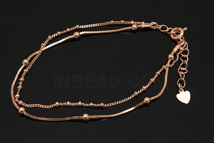 [W] A299-Pink Gold Plated-(3pcs)-SN130 4DC Ball+130F 5:5 20cm Bracelet-Wholesale Silver Bracelet, [PRODUCT_SEARCH_KEYWORD], JEWELFINGER-INBEAD, [CURRENT_CATE_NAME]