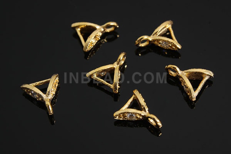 K198-Gold Plated-(2pcs)-CZ Silver Bail-Wholesale Silver Beads Bails, [PRODUCT_SEARCH_KEYWORD], JEWELFINGER-INBEAD, [CURRENT_CATE_NAME]