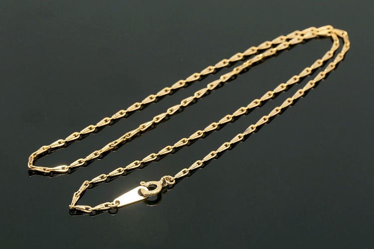 K1124-Gold Plated-(1piece)-1.8*4mm Chain 41cm Necklace-Wholesale Silver Chains, [PRODUCT_SEARCH_KEYWORD], JEWELFINGER-INBEAD, [CURRENT_CATE_NAME]