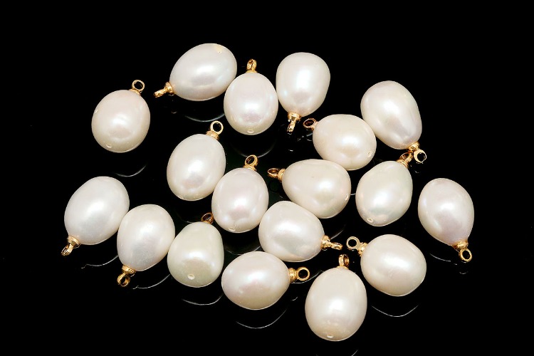 [W] YM007-Gold Plated-(10pcs)-Rice Nature Freshwater Pearl with Hanger-10~12mm DIY High Luster PEARL Pendant-Wholesale Initials, [PRODUCT_SEARCH_KEYWORD], JEWELFINGER-INBEAD, [CURRENT_CATE_NAME]