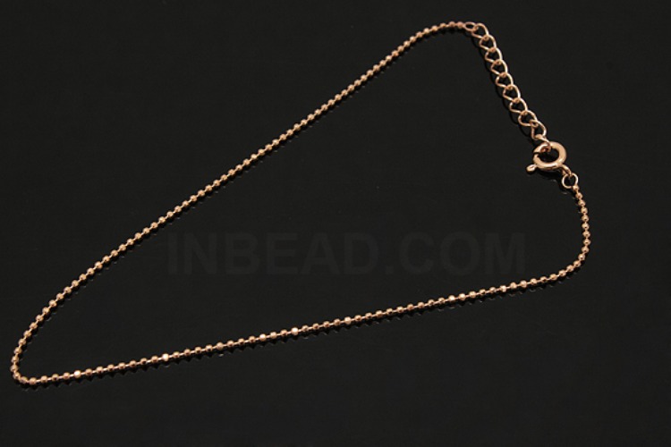 [W] A240-Pink Gold Plated-(5pcs)-1.2mm Cutting Ball 25cm Ankle Bracelet-Wholesale Silver Ankle Bracelet, [PRODUCT_SEARCH_KEYWORD], JEWELFINGER-INBEAD, [CURRENT_CATE_NAME]