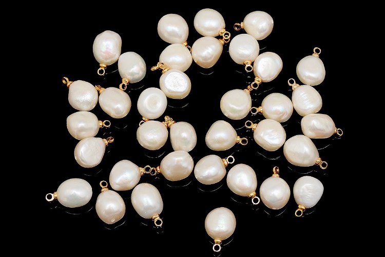 [W] YM006-Gold Plated-(10pcs)-Loose Pearl 9-10mm Baroque Nature Freshwater Pearl with Hanger-DIY High Luster Pearl Pendant-Wholesale Initials, [PRODUCT_SEARCH_KEYWORD], JEWELFINGER-INBEAD, [CURRENT_CATE_NAME]