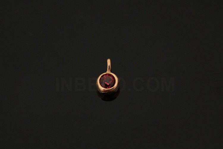 [W] V102-Pink Gold Plated-(20pcs)-CZ Ruby Charms-Wholesale Silver Charms, [PRODUCT_SEARCH_KEYWORD], JEWELFINGER-INBEAD, [CURRENT_CATE_NAME]