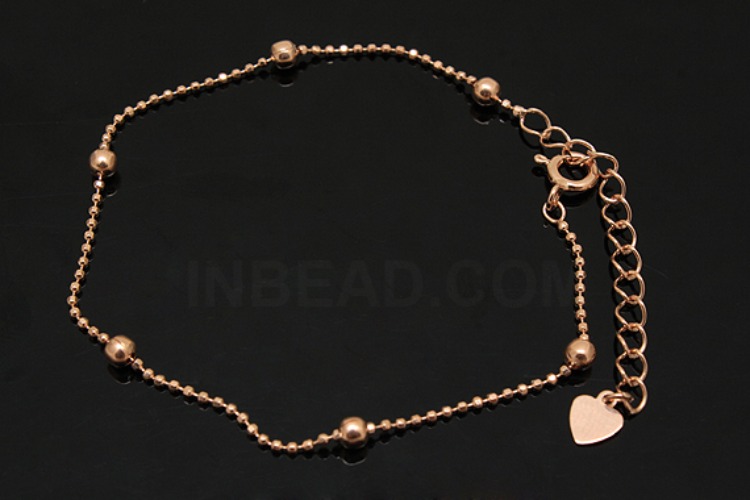 [W] A305-Pink Gold Plated-(5pcs)-1.2mm Cutting Ball+Ball 20cm Bracelet-Wholesale Silver Bracelet, [PRODUCT_SEARCH_KEYWORD], JEWELFINGER-INBEAD, [CURRENT_CATE_NAME]