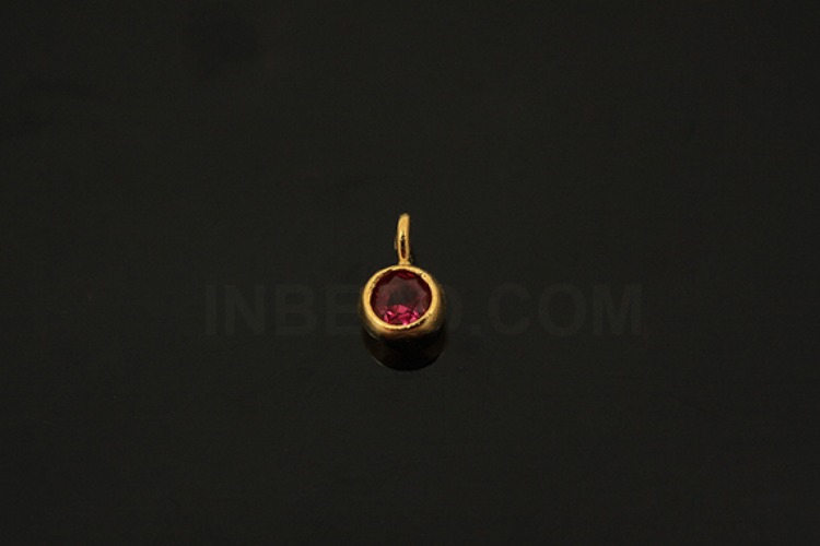 [W] V100-Gold Plated-(20pcs)-CZ Ruby Charms-Wholesale Silver Charms, [PRODUCT_SEARCH_KEYWORD], JEWELFINGER-INBEAD, [CURRENT_CATE_NAME]