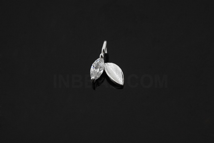 [W] V149-Rhodium Plated-(10pcs)-CZ Leaf Charms-Wholesale Silver Charms, [PRODUCT_SEARCH_KEYWORD], JEWELFINGER-INBEAD, [CURRENT_CATE_NAME]