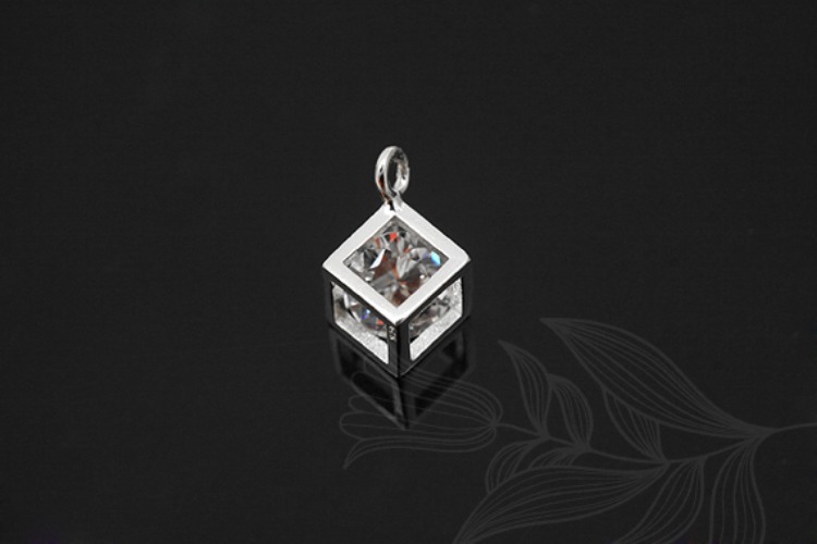 [W] V030-Rhodium Plated-(10pcs)-5mm Cube Pendants-Wholesale Silver Pendants, [PRODUCT_SEARCH_KEYWORD], JEWELFINGER-INBEAD, [CURRENT_CATE_NAME]