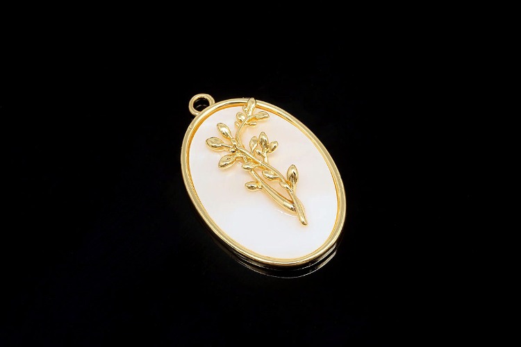 CH6131-Gold Plated Birth Flower-(1piece)-December Holly-MOP Birth Flower Pendant-Floral Flower Tag Charm-Nickel Free-Wholesale Pendants, [PRODUCT_SEARCH_KEYWORD], JEWELFINGER-INBEAD, [CURRENT_CATE_NAME]