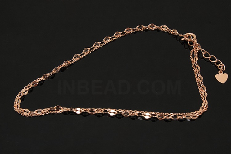 [W] A246-Pink Gold Plated-(3pcs)-245FPF+230 4DC 25cm Ankle Bracelet-Wholesale Silver Ankle Bracelet, [PRODUCT_SEARCH_KEYWORD], JEWELFINGER-INBEAD, [CURRENT_CATE_NAME]