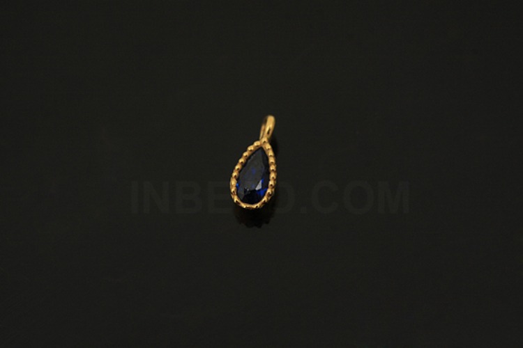 [W] V116-Gold Plated-(10pcs)-CZ Sapphire Drop Charms-Wholesale Silver Charms, [PRODUCT_SEARCH_KEYWORD], JEWELFINGER-INBEAD, [CURRENT_CATE_NAME]