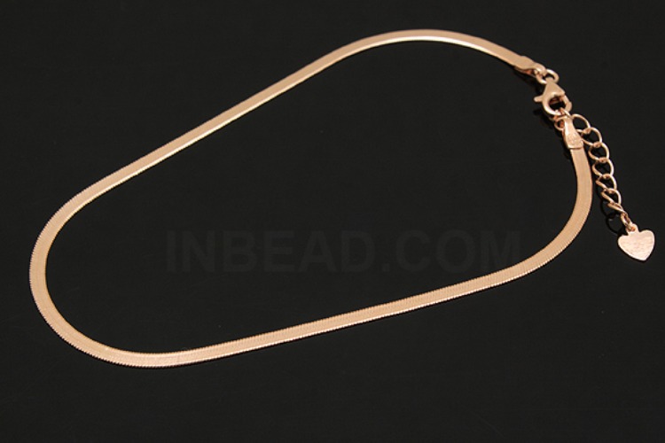 [W] A254-Pink Gold Plated-(3pcs)-SN135 EFDC 25cm Ankle Bracelet-Wholesale Silver Ankle Bracelet, [PRODUCT_SEARCH_KEYWORD], JEWELFINGER-INBEAD, [CURRENT_CATE_NAME]