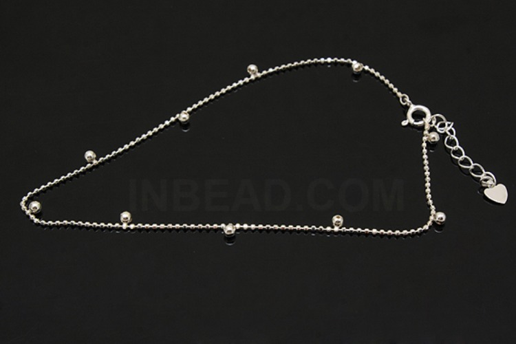 [W] A255-None Plated-(3pcs)-1.2mm Cutting Ball+Side Ball 25cm Ankle Bracelet-Wholesale Silver Ankle Bracelet, [PRODUCT_SEARCH_KEYWORD], JEWELFINGER-INBEAD, [CURRENT_CATE_NAME]