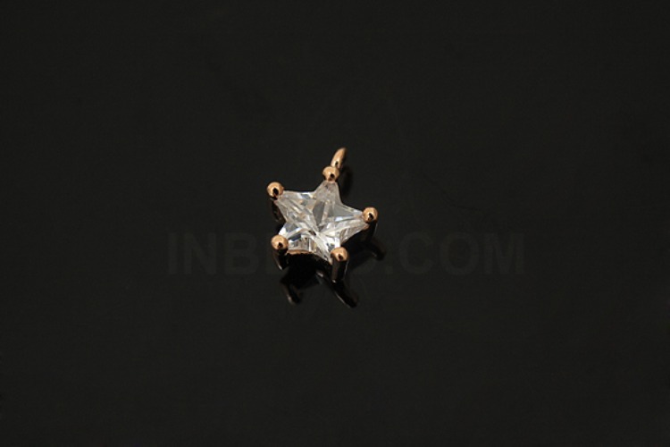 [W] V174-Pink Gold Plated-(10pcs)-CZ Star Charms-Wholesale Silver Charms, [PRODUCT_SEARCH_KEYWORD], JEWELFINGER-INBEAD, [CURRENT_CATE_NAME]
