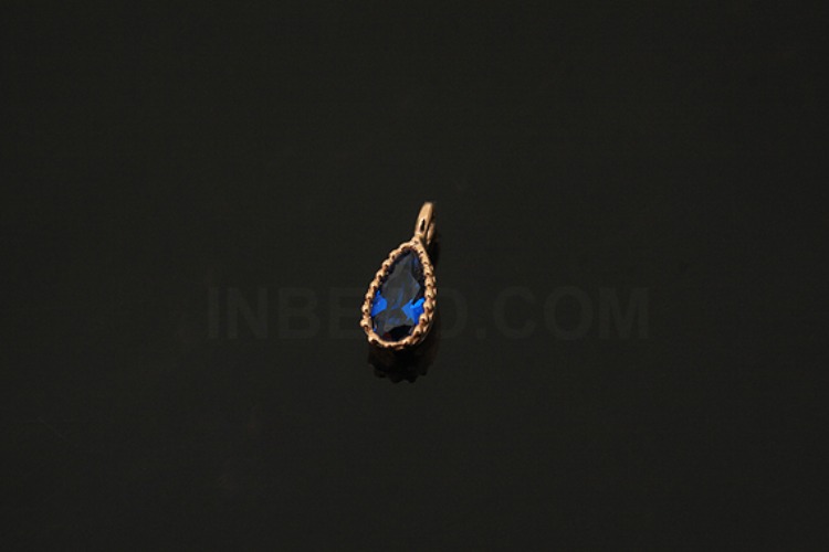 [W] V118-Pink Gold Plated-(10pcs)-CZ Sapphire Drop Charms-Wholesale Silver Charms, [PRODUCT_SEARCH_KEYWORD], JEWELFINGER-INBEAD, [CURRENT_CATE_NAME]