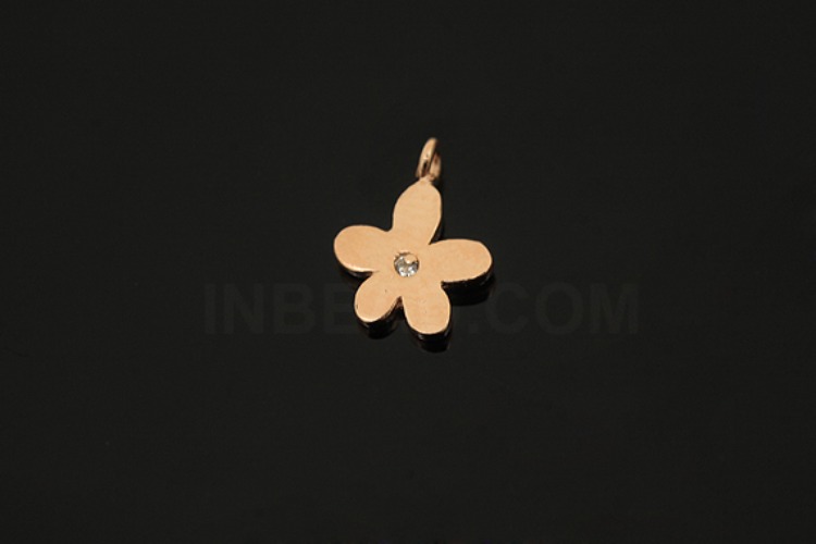[W] V166-Pink Gold Plated-(10pcs)-CZ Flower Charms-Wholesale Silver Charms, [PRODUCT_SEARCH_KEYWORD], JEWELFINGER-INBEAD, [CURRENT_CATE_NAME]