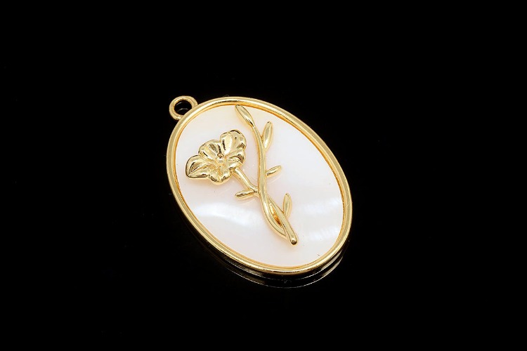 [W] CH6131-Gold Plated Birth Flower-(10pcs)-September Peony-MOP Birth Flower Pendant-Floral Flower Tag Charm-Nickel Free-Wholesale Pendants, [PRODUCT_SEARCH_KEYWORD], JEWELFINGER-INBEAD, [CURRENT_CATE_NAME]
