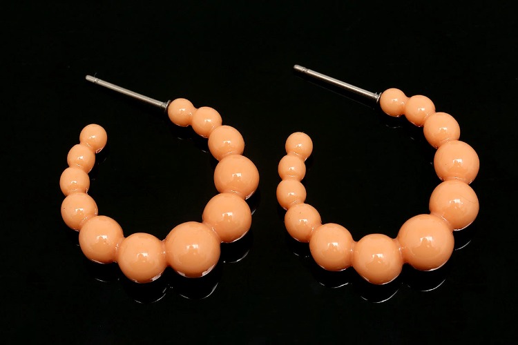 K626-Epoxy-(1pairs)-29mm Light Orange Epoxy Post Earrings-Daily Earrings-Titanium Post, [PRODUCT_SEARCH_KEYWORD], JEWELFINGER-INBEAD, [CURRENT_CATE_NAME]