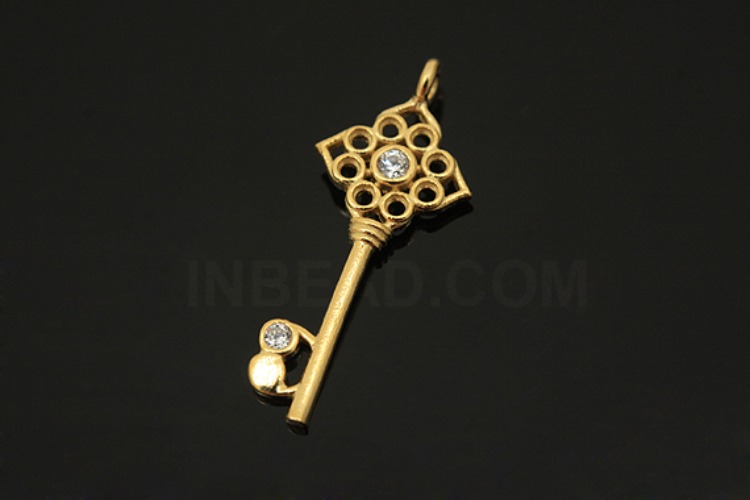 [W] V076-Gold Plated-(5pcs)-CZ Key Pendants-Wholesale Silver Pendants, [PRODUCT_SEARCH_KEYWORD], JEWELFINGER-INBEAD, [CURRENT_CATE_NAME]